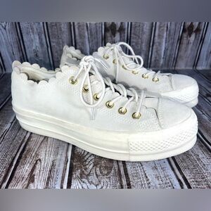 Converse Platform Scalloped Chuck Taylor Low | Women’s 8.5 Suede Tennis Shoes